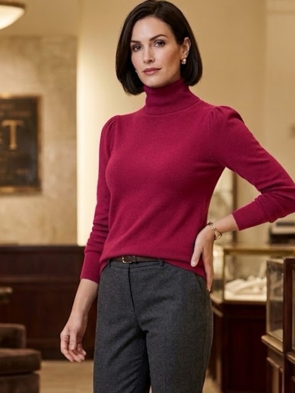 Lord & Taylor Cashmere Turtleneck- Raspberry